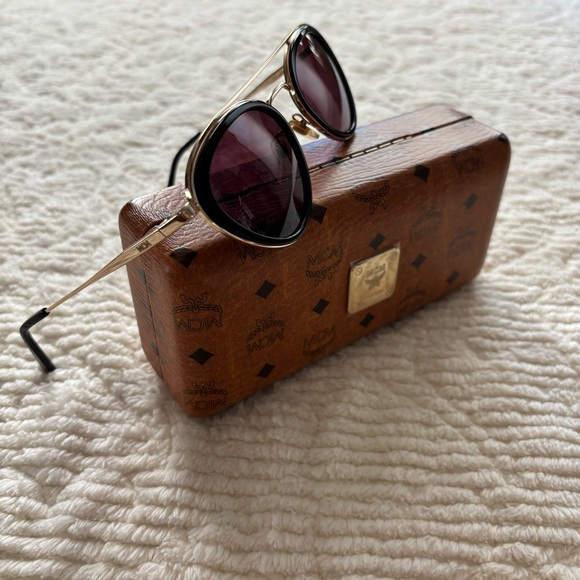 MCM Gold and Black Aviator Sunglasses - Picture 5 of 8